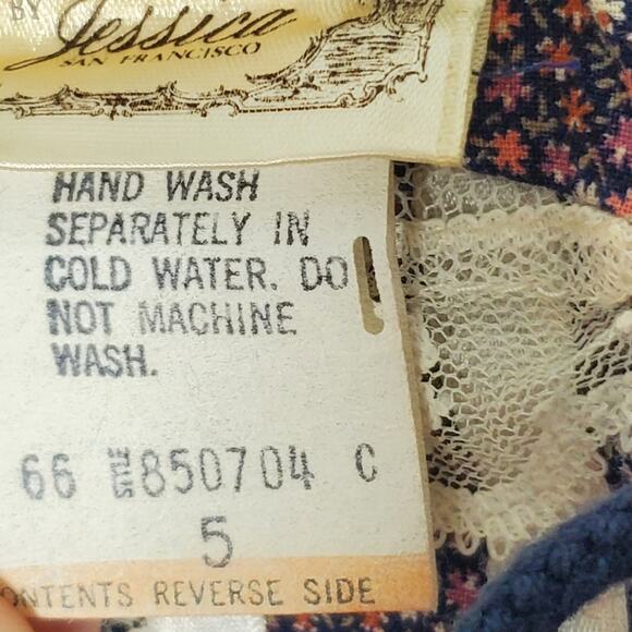 Gunne Sax Rare Prairie Boho Purple Floral Calico Dress Sz 5 vintage gold label - Picture 12 of 14